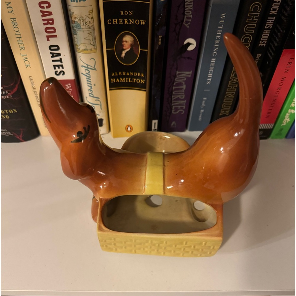 Vintage Mid Century Modern (MCM) Ceramic Dachshund Dresser Caddy or Valet